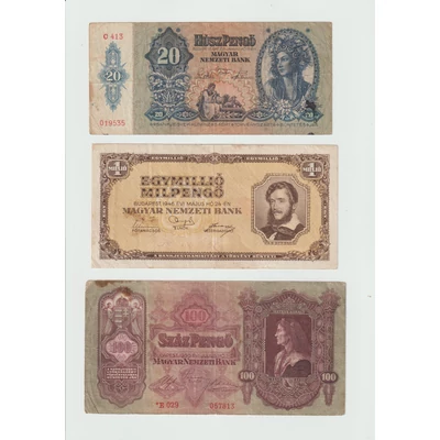 Vegyes pengő bankjegy sor (3 db)