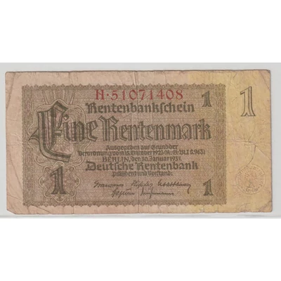 1937 Eine Rentenmark bankjegy - Deutsche Rentenbank