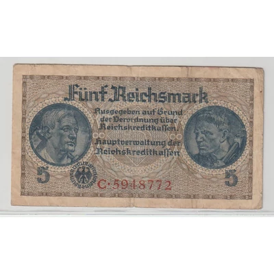 1940-45 Fünf Reichsmark bankjegy - Reichskreditkassen