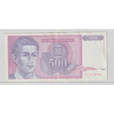 1992 500 dinár bankjegy Jugoszlávia