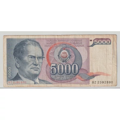 1985 5000 dinara bankjegy (Jugoszlávia) – Josip Broz Tito portréjával