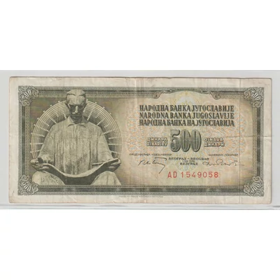 1970 500 dinár bankjegy Jugoszlávia