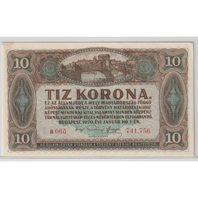 1920 10 Korona Államjegy