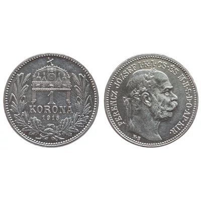 1915 1 korona ezüst érme