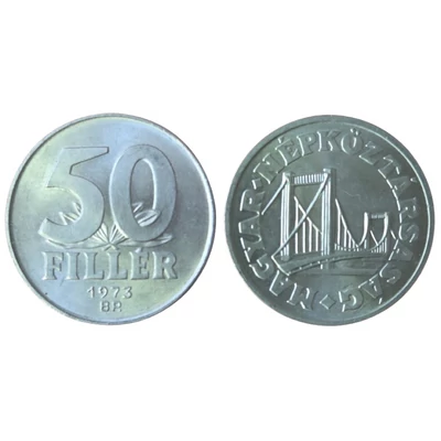 1973 50 fillér UNC forgalmi érme – Magyar Népköztársaság, Erzsébet híd