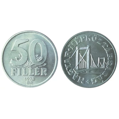 1978 50 fillér UNC forgalmi érme – Magyar Népköztársaság, Erzsébet híd