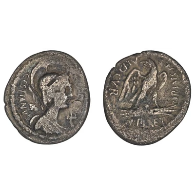 Marcus Plaetorius Cestianus Denarius, római ezüst érme – Kr.e. 67, RRC 409