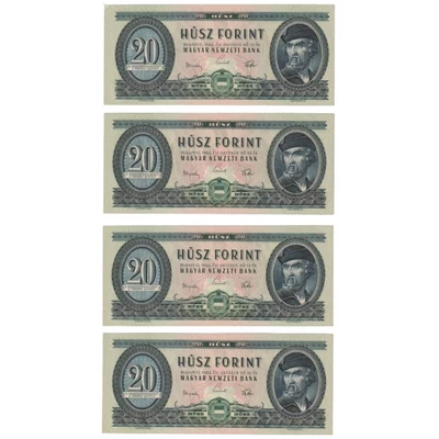 1962 20 Forint 4 db UNC sorszámkövető bankjegy