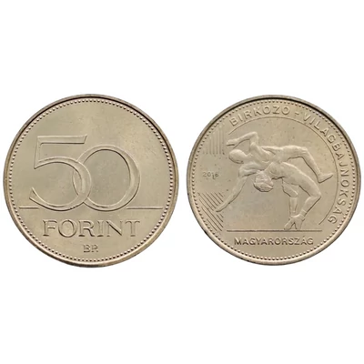 2018 50 forint Bírkózó világbajnokság verdefényes emlékérme rollniból Numizmatika - Érmék, érme