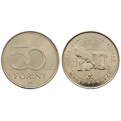 2018 50 forint Jégkorong világbajnokság verdefényes emlékérme rollniból Numizmatika - Érmék, érme