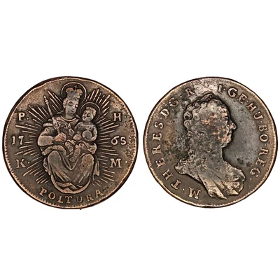 1765 Mária Terézia réz Poltura érme K-M, ÉH: 1270.c