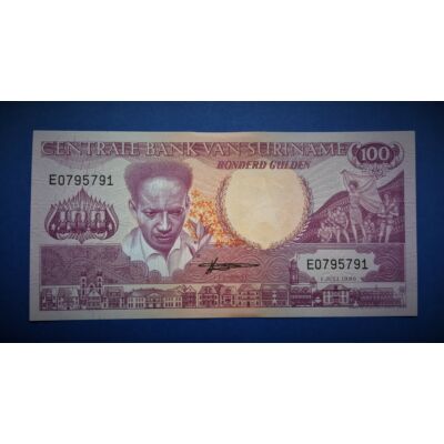 1986 Suriname 100 Gulden UNC bankjegy. Sorszámkövető is lehet! Numizmatika - bankjegyek