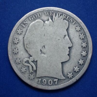 1907 Barber Half Dollar patinás amerikai ezüst érme 12,5 g 0,900