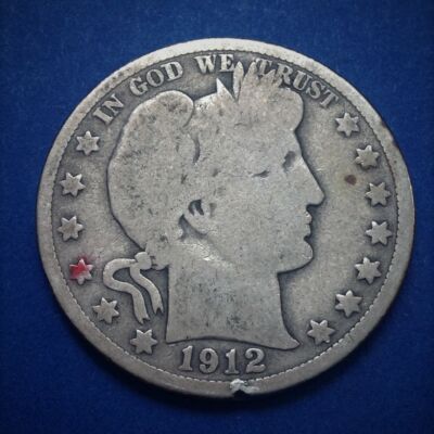 1912 Barber Half Dollar patinás amerikai ezüst érme 12,5 g 0,900