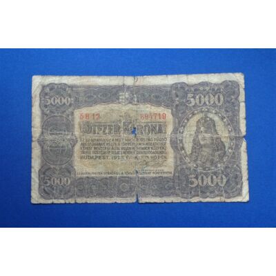 1923 5000 korona bankjegy G Numizmatika-bankjegyek