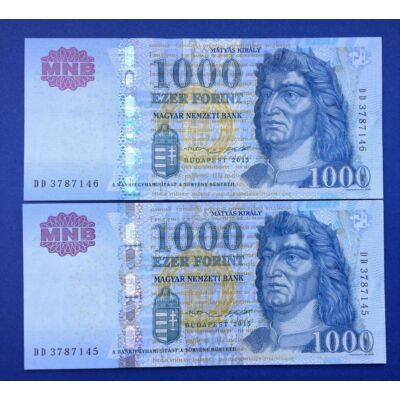 2015 1000 forint sorszámkövető aUNC bankjegy pár Numizmatika - bankjegyek