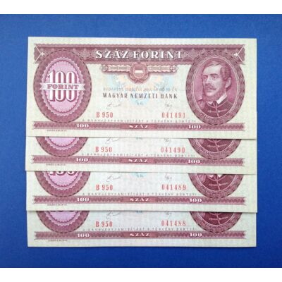 1989 100 forint 4 db sorszámkövető Extra fine bankjegy Numizmatika-bankjegyek