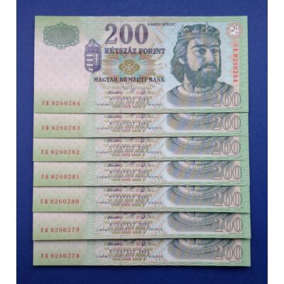 2006 200 forint 7 db UNC sorszámkövető bankjegy