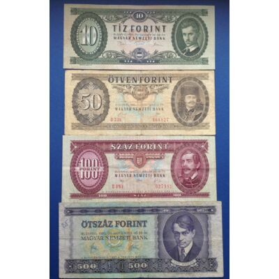1975-1992 10-50-100-500 4 darabos forint bankjegy sor
