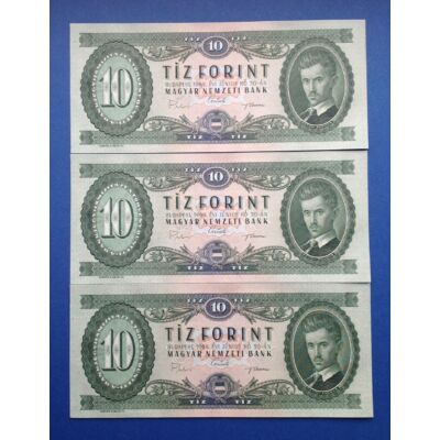 1969 10 forint 3 darab sorszámkövető UNC bankjegy