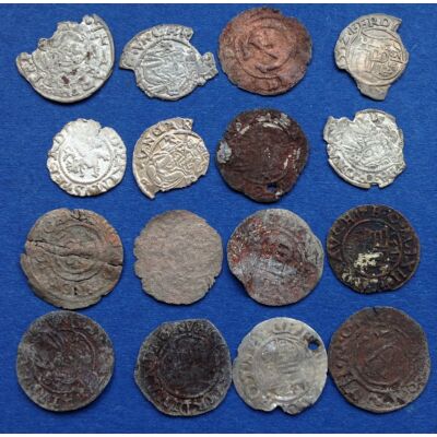 Középkori (XVI. század) vegyes lot 16 db ezüst és réz érme, dénár, solidus, garas