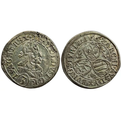 1668 3 Krajcár (III Kreuzer) ezüst érme I  Lipót
