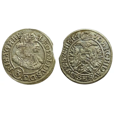 1670 3 Krajcár (III Kreuzer) ezüst érme I  Lipót