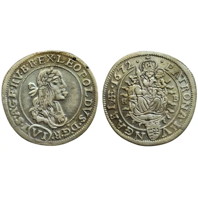 1672 6 Krajcár (VI Kreuzer) ezüst érme I  Lipót