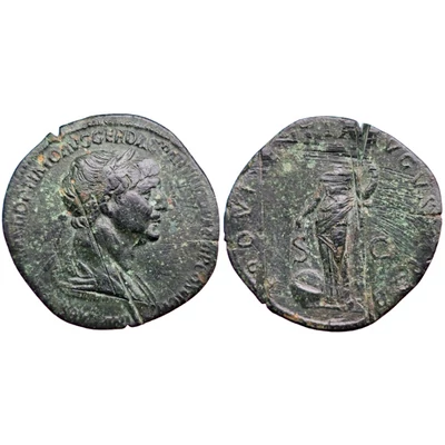 Traianus sestertius római bronz érme (RIC 663) – Providentia, Kr. u. 116–117