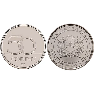2020 50 forint 150 éves a tűzoltóság verdefényes emlékérme rollniból Numizmatika - Érmék, érme