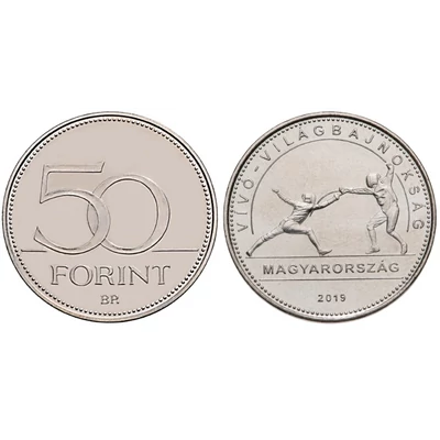 2019 50 forint Vívó világbajnokság verdefényes emlékérme rollniból Numizmatika - Érmék, érme