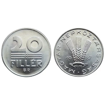 1987 20 Fillér verdefényes forgalmi érme