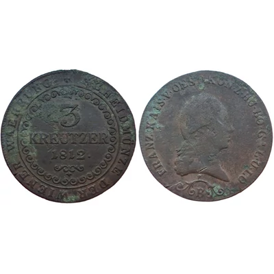 1812 I. Ferenc 3 Krajcár réz érme (3 Kreutzer)