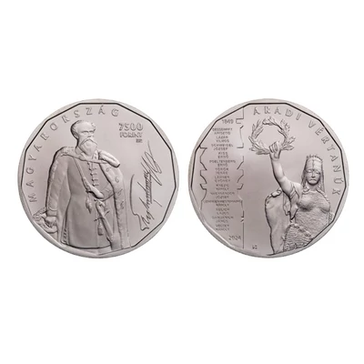 2024. évi 7500 Forint „Batthyány Lajos miniszterelnök és a 13 aradi vértanú” színesfém emlékérme, BU