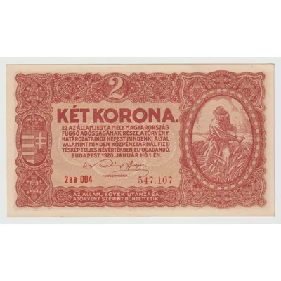 1920 2 Korona államjegy UNC