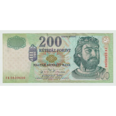 2004 200 forint bankjegy FB sorozat XF (3-as sorkövetővel azonos sorozatból)