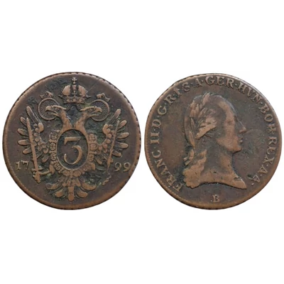1799 3 krajcár rézérme - II. Ferenc 