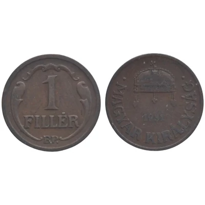 1931-es 1 Fillér – Horthy-kori bronz érme