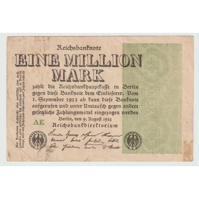 1923 1 millió Márka (Ein Millionen Mark, Reichsbanknote) bankjegy - Németország