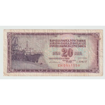 1981 20 dinár bankjegy Jugoszlávia
