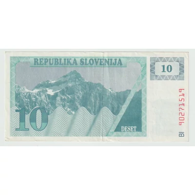 1990 10 tolar bankjegy (1990-es évek eleje) Szlovénia