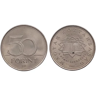 2007 50 forint Római szerződés verdefényes emlékérme rollniból Numizmatika - Érmék, érme