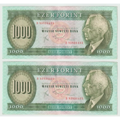 1983 1000 Forint XF Sorszámkövető bankjegy pár - November B sorozat