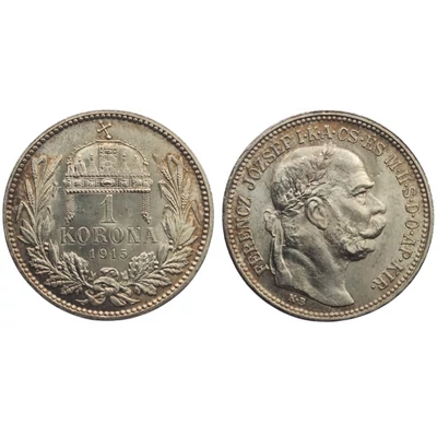 1915 1 korona ezüst érme