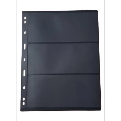 Bankjegytartó berakó lapok. 2X3 férőhely, Merev tartású, kétoldalas, fekete háttérrel. A4-es méret