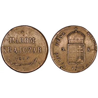 1849 3 krajcár réz érme Numizmatika - Érmék, érme