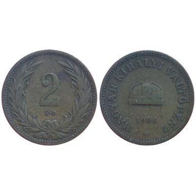 1906 2 fillér bronz érme