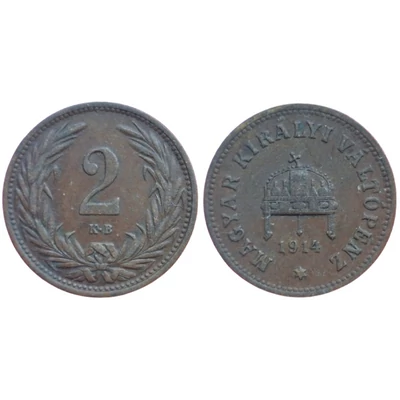 1914 2 Fillér érme Magyar Királyi Váltópénz