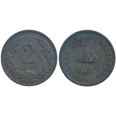 1897 2 Fillér bronz érme