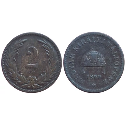 1899 2 Fillér bronz érme